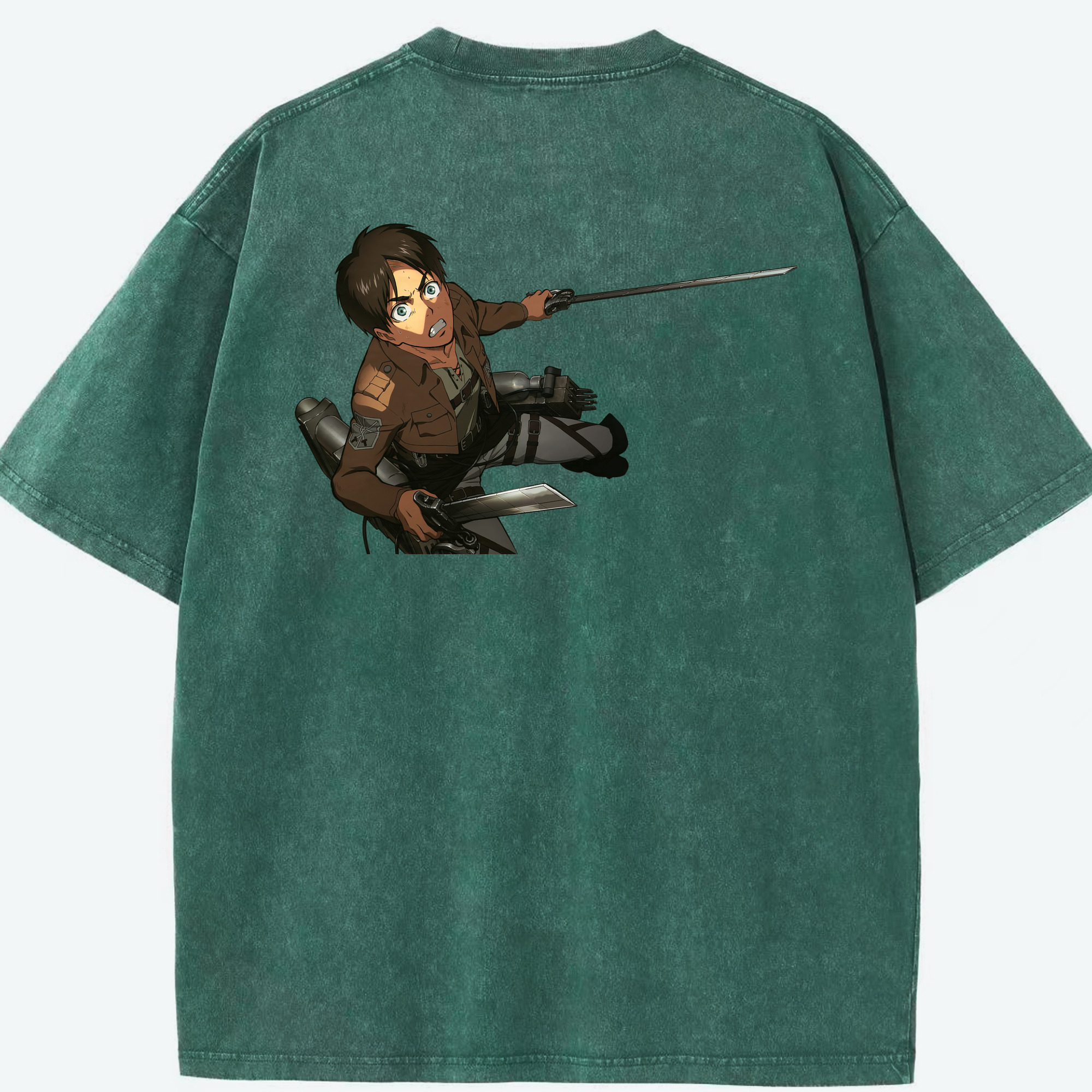 （画像用） 進撃の巨人 エレン･イェーガー Attack on Titan Eren Jäger 綿100% ヴィンテージ風 半袖Tシャツ（背面プリント）